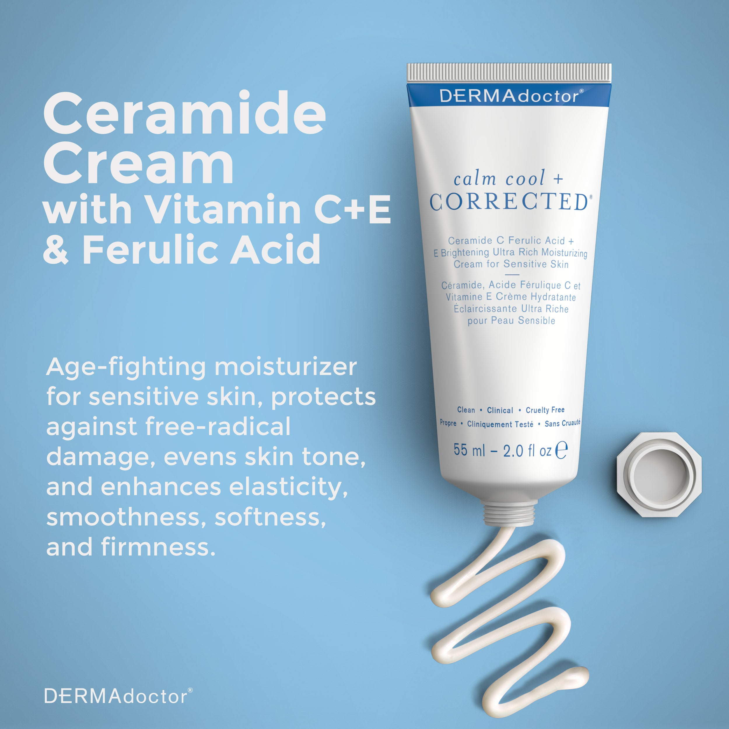 Calm Cool + Corrected Ceramide C Ferulic Acid + E Brightening Ultra Rich Moisturizing for Sensitive Skin