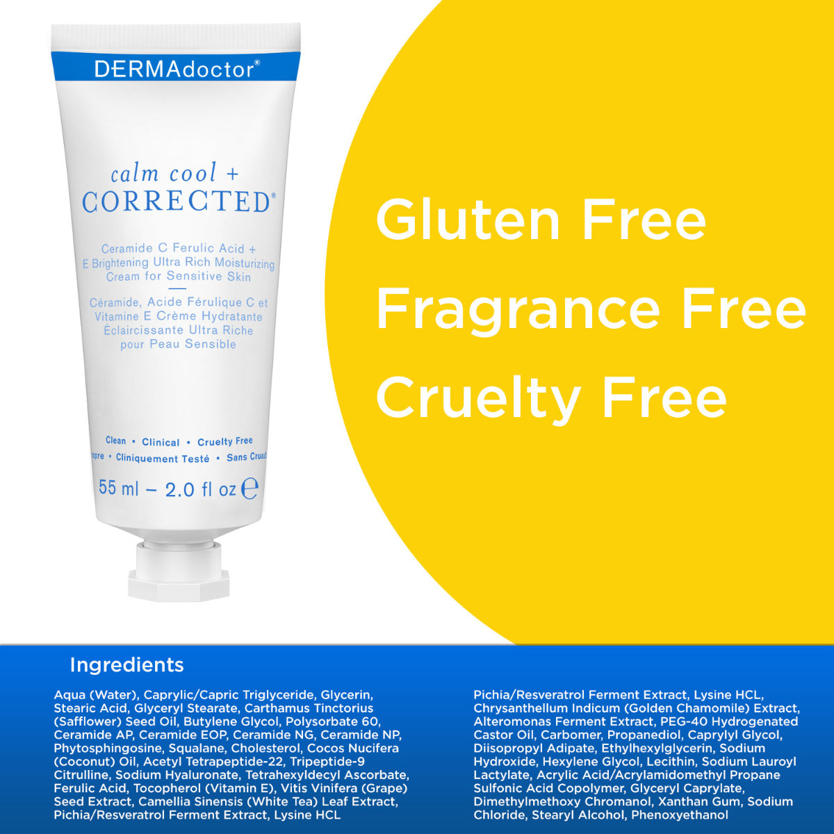 Calm Cool + Corrected Ceramide C Ferulic Acid + E Brightening Ultra Rich Moisturizing for Sensitive Skin
