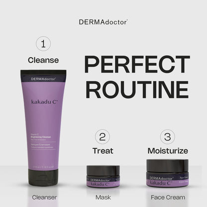 DERMAdoctor Clay Face Mask with Bentonite &amp; Kaolin Clay + Vitamin C | Face Exfoliator, Pore Minimizer, Facial Detox, Facial Oil Remover, Illuminator, Acne Scar Mask for Faces - 15 Minutes - 1.69 oz