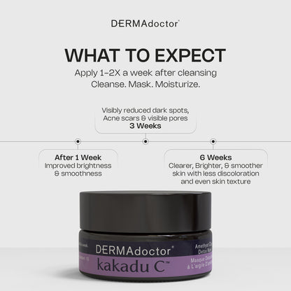 DERMAdoctor Clay Face Mask with Bentonite &amp; Kaolin Clay + Vitamin C | Face Exfoliator, Pore Minimizer, Facial Detox, Facial Oil Remover, Illuminator, Acne Scar Mask for Faces - 15 Minutes - 1.69 oz