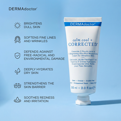Calm Cool + Corrected Ceramide C Ferulic Acid + E Brightening Ultra Rich Moisturizing  for Sensitive Skin