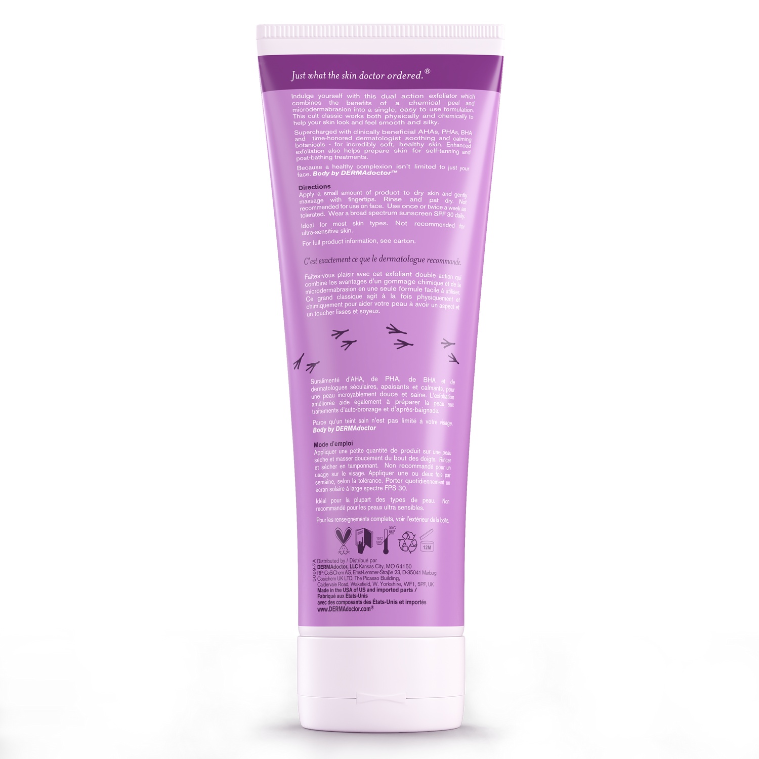 KP Duty Body Scrub Dermatologist Formulated Exfoliant for Keratosis Pilaris and Dry, Rough, Bumpy Skin with 10% AHAs + PHAs