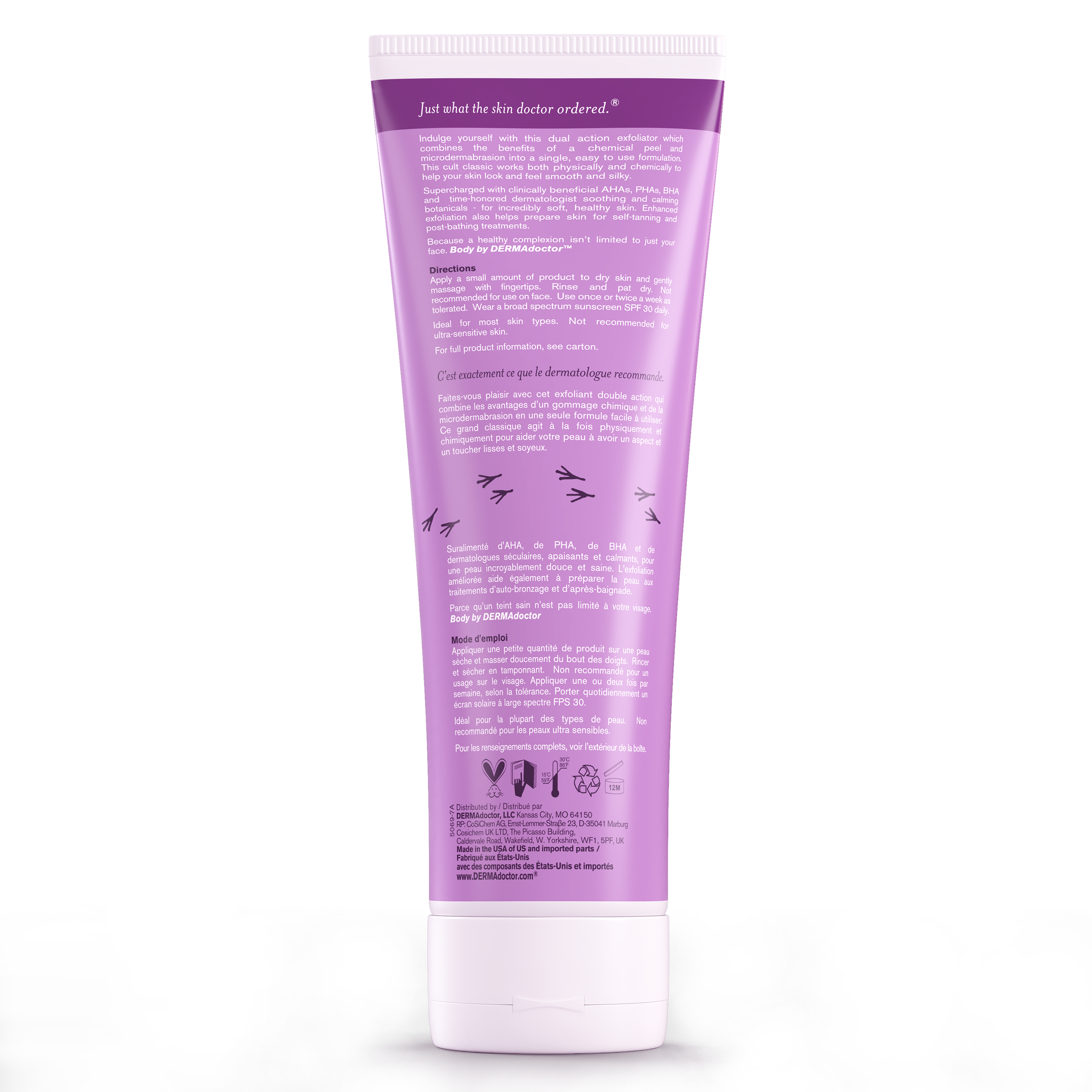 KP Duty Body Scrub Dermatologist Formulated Exfoliant for Keratosis Pilaris and Dry, Rough, Bumpy Skin with 10% AHAs + PHAs