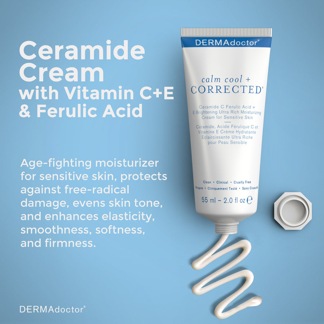 Calm Cool + Corrected Ceramide C Ferulic Acid + E Brightening Ultra Rich Moisturizing  for Sensitive Skin