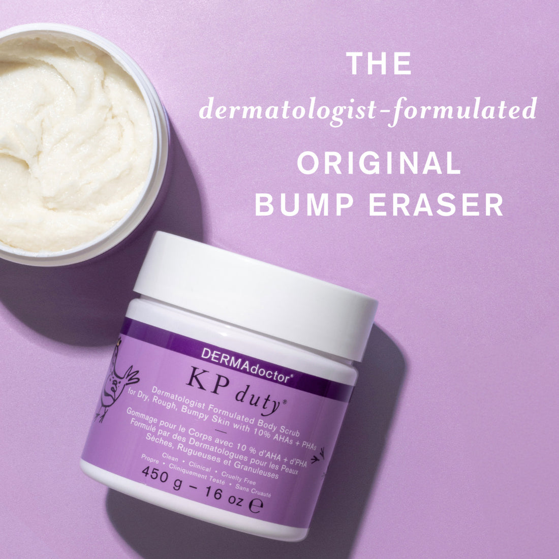 KP Duty Bump Eraser Body Scrub Dermatologist Formulated Exfoliant for Keratosis Pilaris and Dry, Rough, Bumpy Skin with 10% AHAs + PHAs