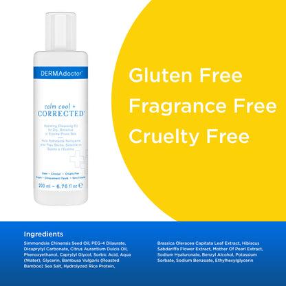 Calm Cool + Corrected Hydrating Cleansing Oil, Moisturizer and Makeup Remover for Dry, Sensitive or Eczema-Prone Skin