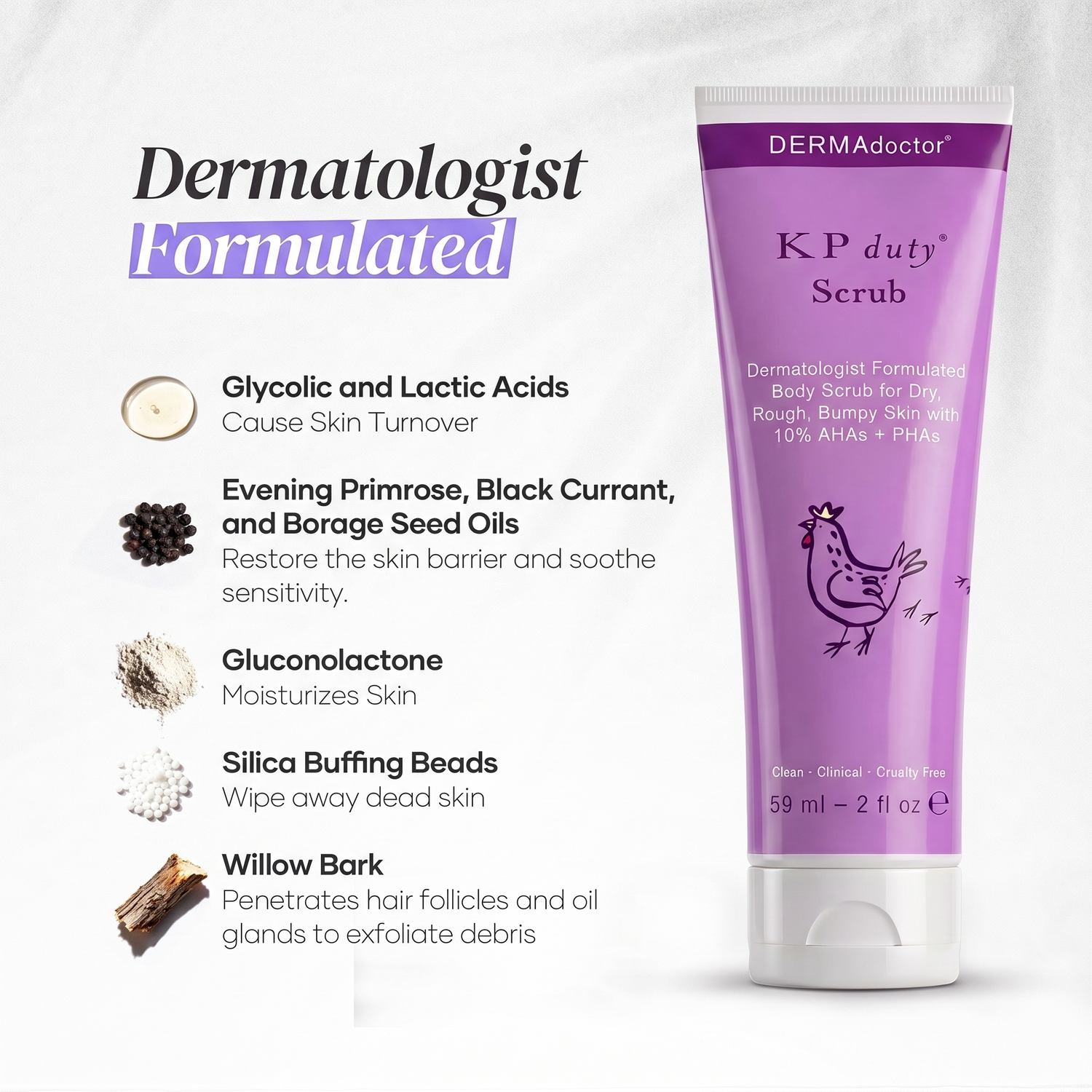 KP Duty Scrub 2oz dermatologist formulated ingredients