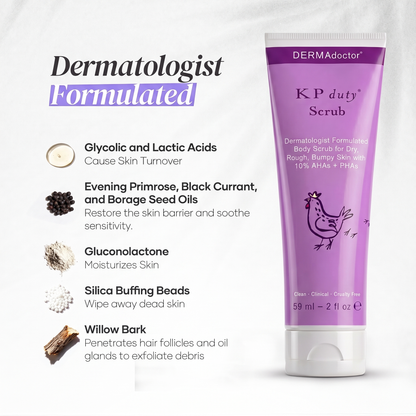 KP Duty Scrub 2oz dermatologist formulated ingredients