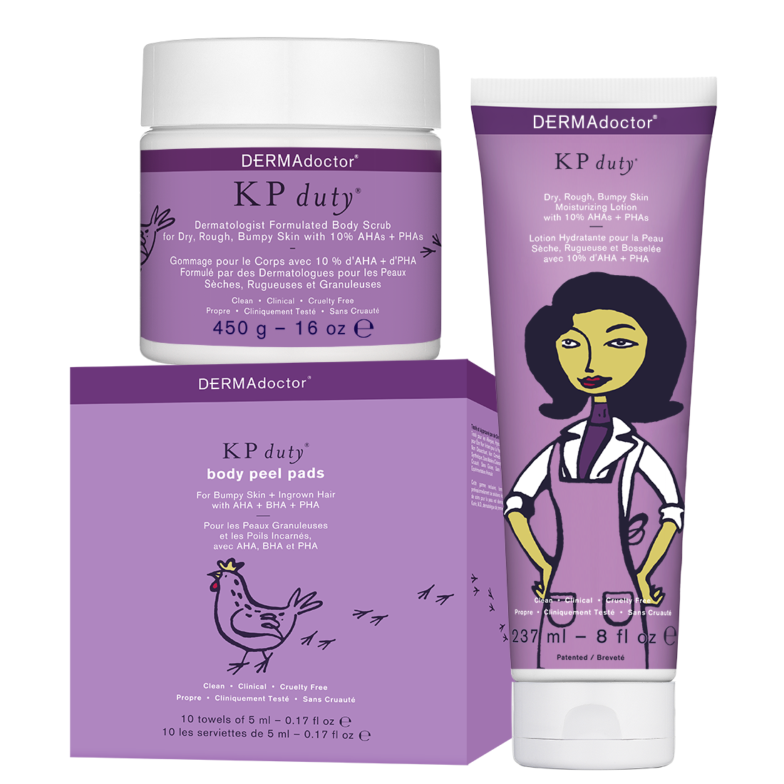 KP Duty Body Peel, Exfoliant and Moisturizing Kit for Keratosis Pilaris + Dry, Rough Bumpy Skin