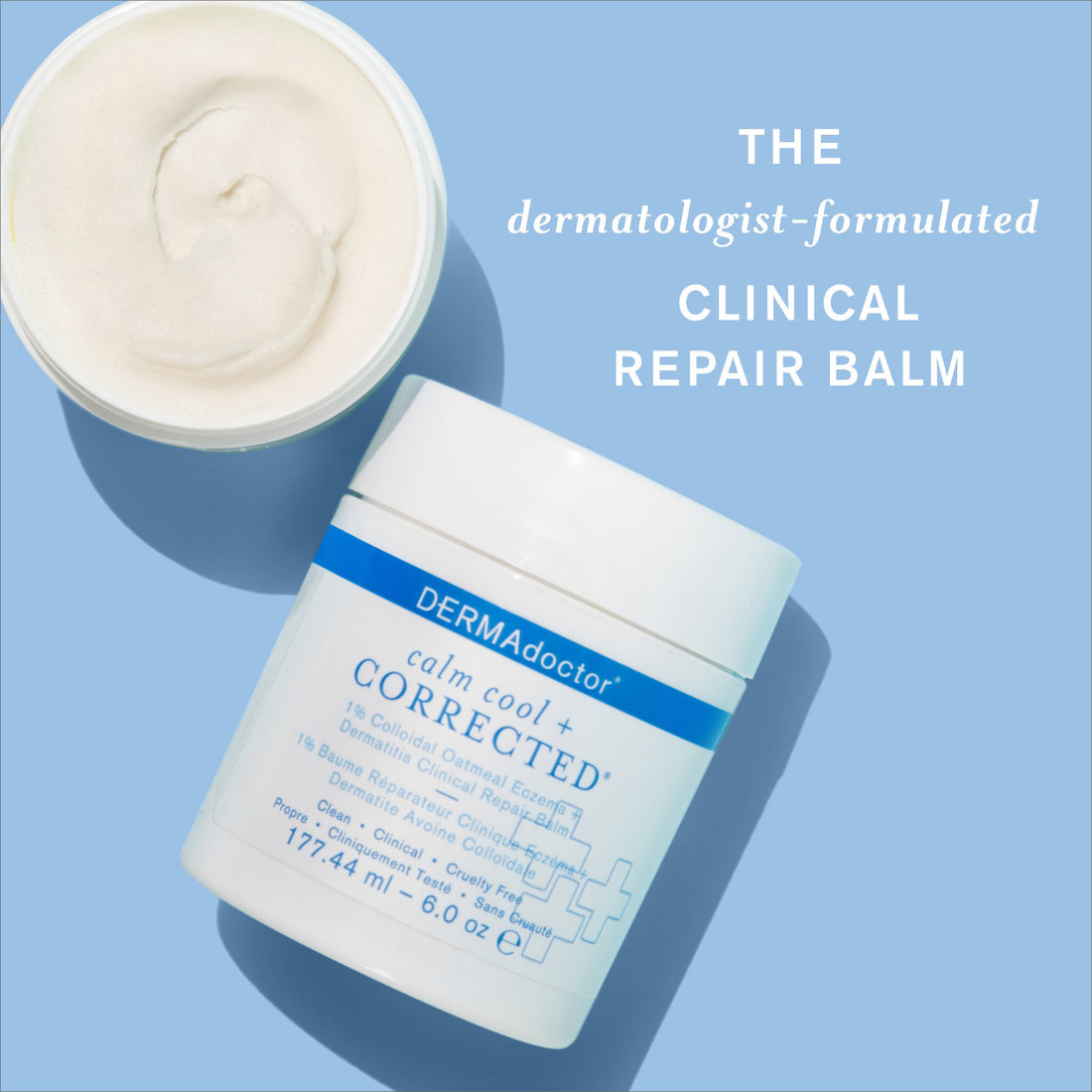 Calm Cool + Corrected Clinical Hydra Repair Cream for Face and Body with 1% Colloidal Oatmeal Moisturizing Balm for Dry, Itchy, Irritated Eczema and Dermatitis Skin Relief