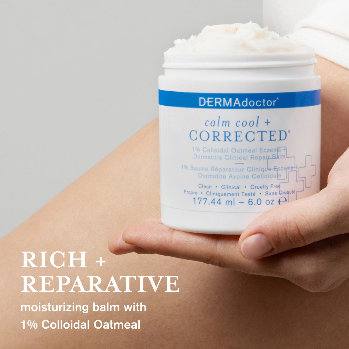 Calm Cool + Corrected Clinical Hydra Repair Cream for Face and Body with 1% Colloidal Oatmeal Moisturizing Balm for Dry, Itchy, Irritated Eczema and Dermatitis Skin Relief